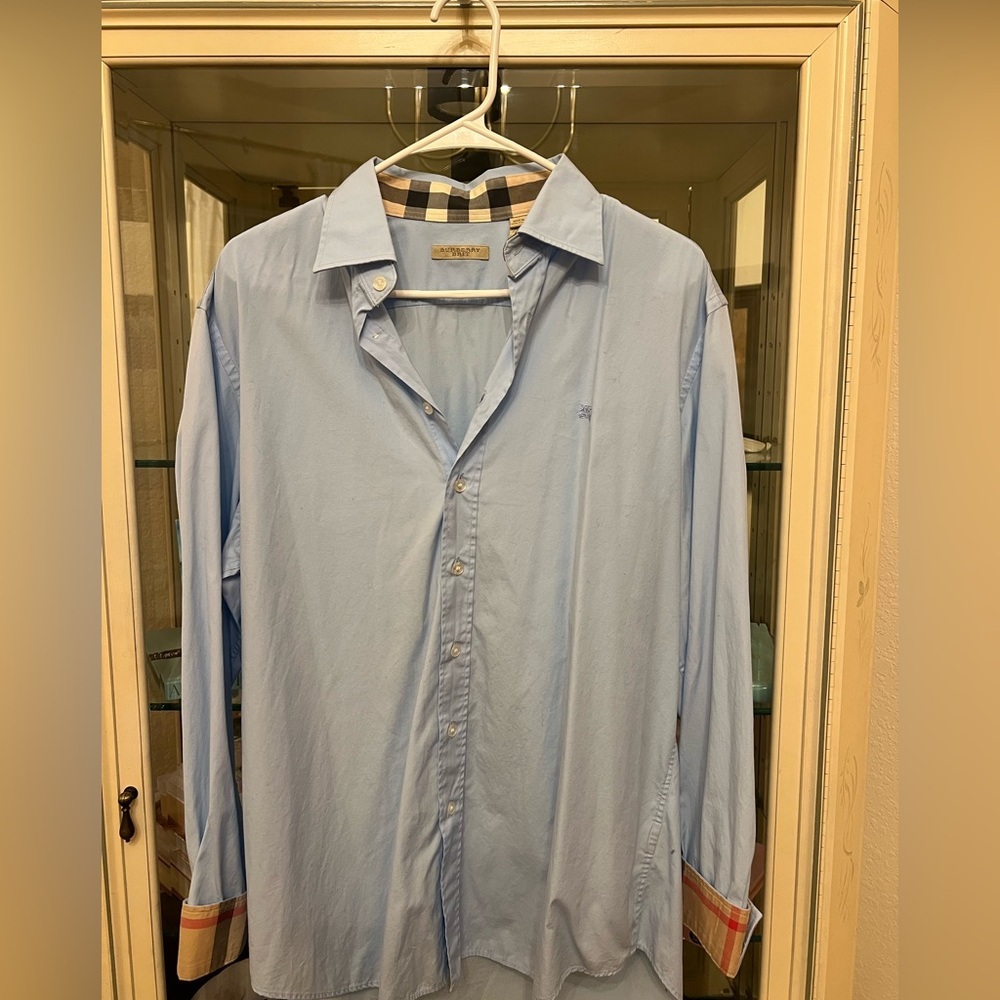 Burberry Monogram Stretch Slim Front Cotton Poplin Shirt Size M - Picture 2 of 5